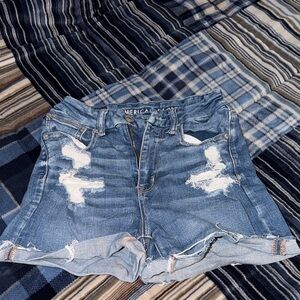 American Eagle Outfitters Light Blue Ripped Jean Shorts